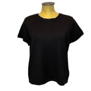 Talbots Short Sleeve Neck Detail Pullover 2X Petites Black